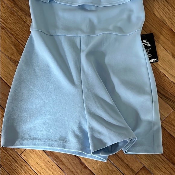 Express Light Blue Lace Ruffle One Piece - Picture 3 of 3